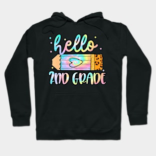 Back To School  2nd Grade Leopard Tie Dye Pencil Kids Hoodie